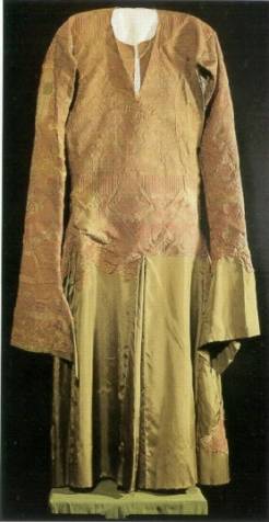 Tunic of Don Garcia who died in ca 1145 is made of silk and decorated with gold thread. Parochial Church Ona, Burgos