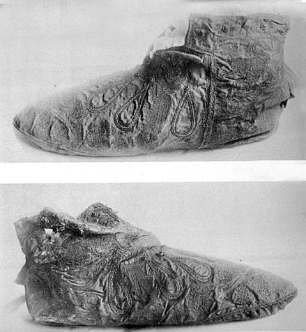 Shoes belonging to archbishop Hubert Walter, late 12th century, Cantebury Cathedral