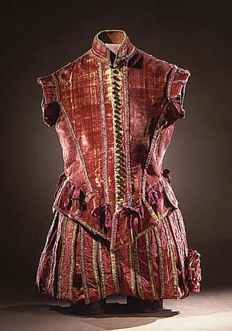 Oděv španělského šlechtice - dublet a kalhoty přibližně kolem roku 1575. Uloženo v Los Angeles County Museum of Art
